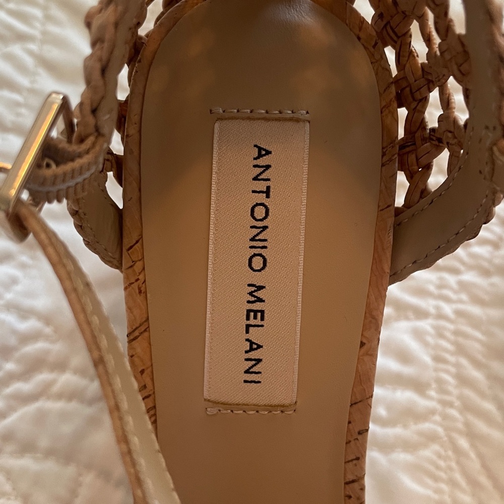 New Antonio Melani Gretel Cork Woven Sandals Heels size 8 - Picture 7 of 10